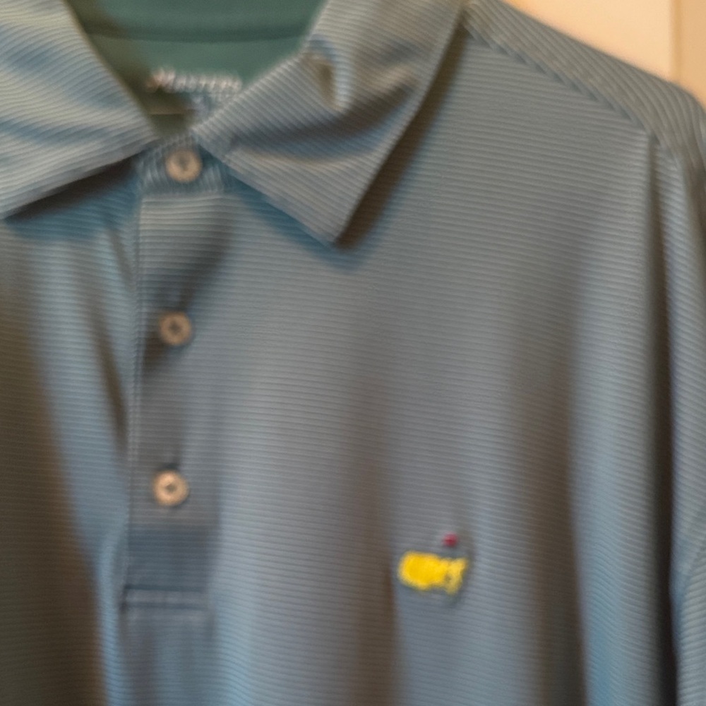 Masters logo Striped Green & Yellow Polo Shirt